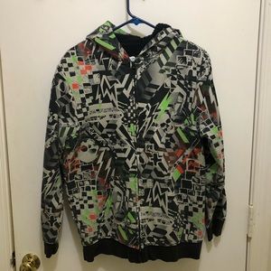 Old Navy boys patterned skull zip up hoodie sweatshirt, size XXL